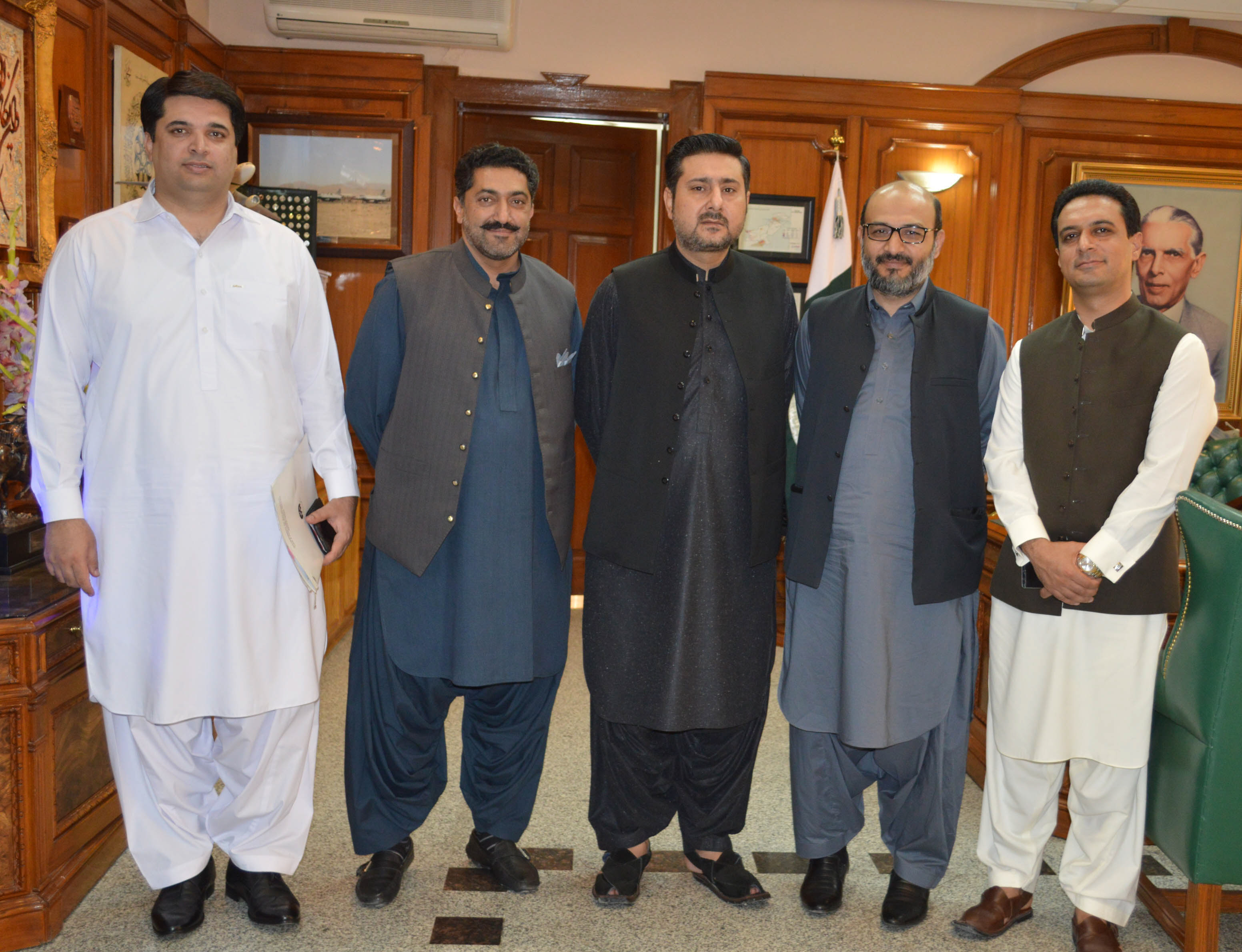 caretaker chief minister alauddin marri in a group photo with the provincial cabinet members photo express