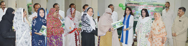 caretaker federal minister roshan khursheed bharucha distributes certificates among women participants photo express