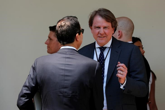 white house counsel don mcgahn attends u s president donald trump 039 s remarks about prescription drug prices at the white house in washington u s may 11 2018 photo reuters