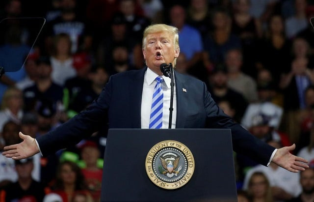 us president donald trump speaks at a make america great again rally at the civic center in charleston west virginia us august 21 2018 photo reuters us president donald trump speaks at a make america great again rally at the civic center in charleston west virginia us august 21 2018 photo reuters