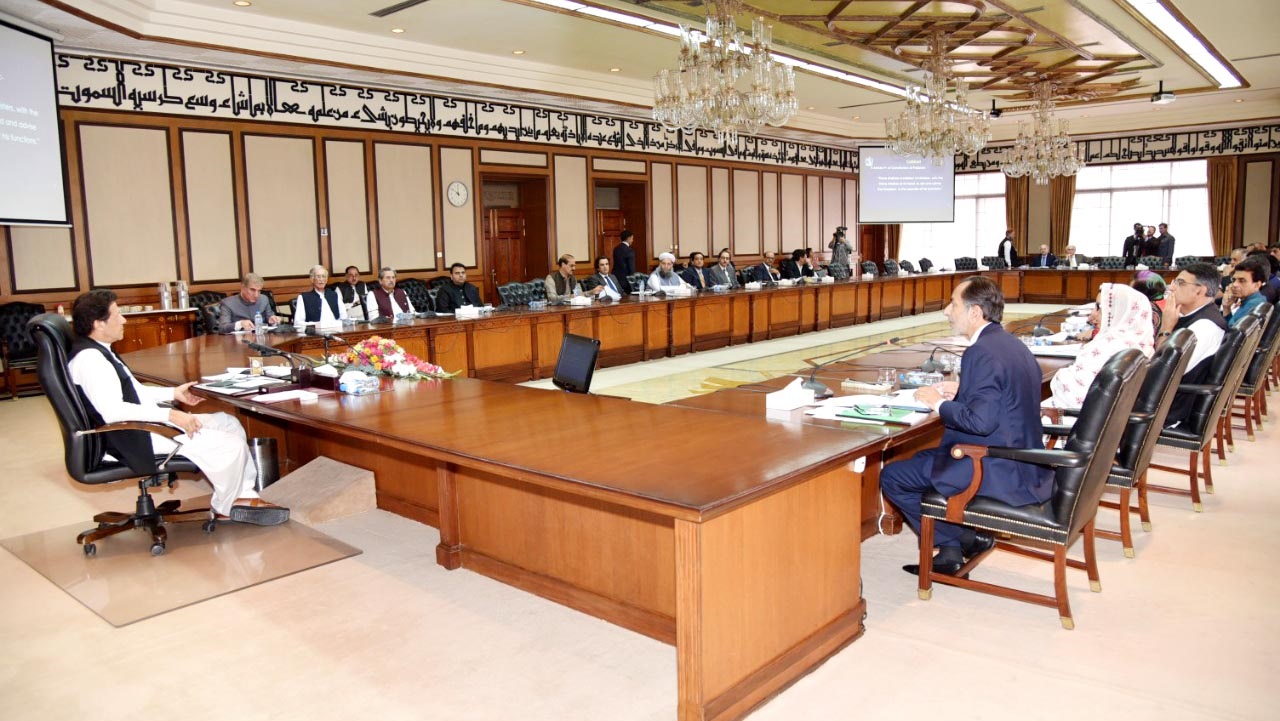 prime minister imran khan at a meeting of the federal cabinet photo radio pakistan