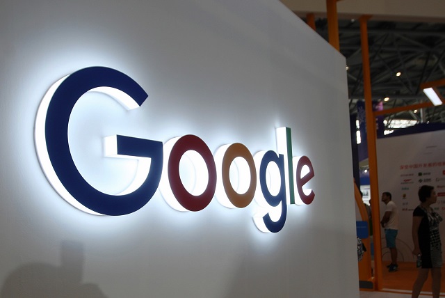 this photo taken on august 23 2018 shows the google logo on display at the smart china expo at chongqing international expo center in southwest china 039 s chongqing photo afp