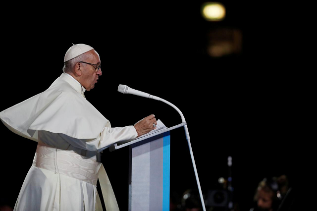 pope francis speaks during the festival of families at croke park during his visit to dublin ireland august 25 2018 photo reuters
