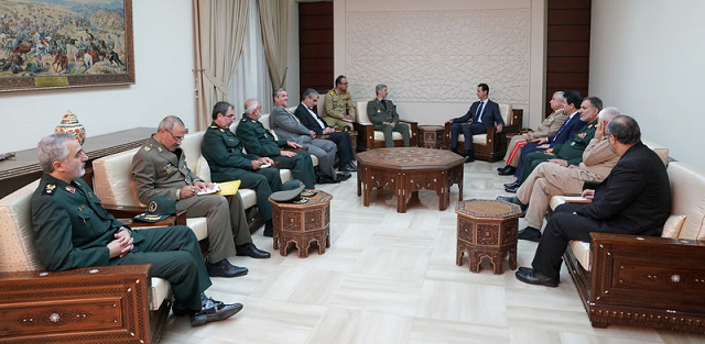 syrian president bashar al assad meets with iranian defence minister amir hatami in damascus syria in this handout picture provided by syrian arab news agency on august 26 2018 photo reuters