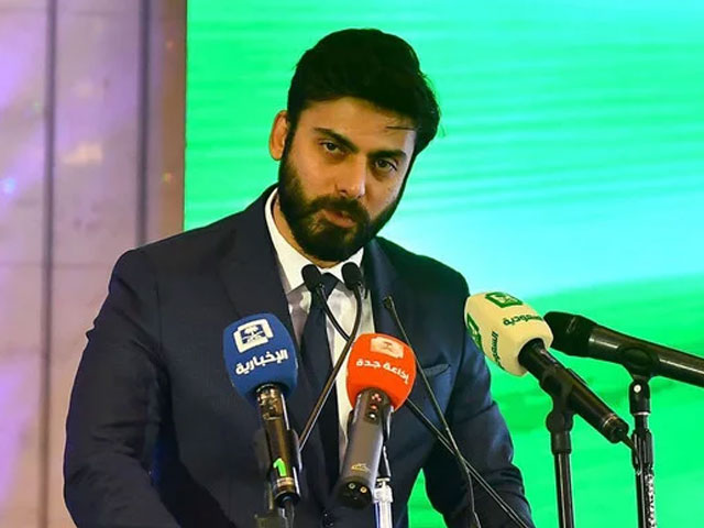 award winning pakistani actor model and singer fawad khan speaks at the media ministry 039 s reception for foreign delegates at hajj 2018 spa