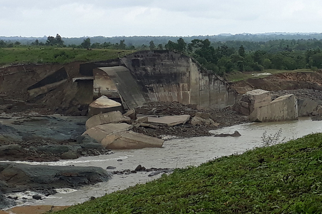 damaged walls are seen after the spillway of an irrigation dam burst at swar creek in swar township myanmar august 30 2018 photo reuters damaged walls are seen after the spillway of an irrigation dam burst at swar creek in swar township myanmar august 30 2018 photo reuters