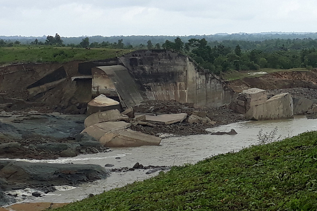 damaged walls are seen after the spillway of an irrigation dam burst at swar creek in swar township myanmar august 30 2018 photo reuters