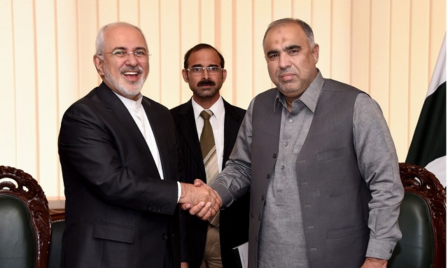 speaker of the national assembly asad qaiser receiving iranian foreign minister mohammad javad zarif in the parliament house on august 30 2018 photo file