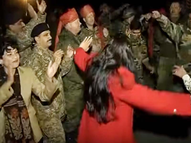 in the video soldiers of both the armies dance together to songs in russia screengrab youtube