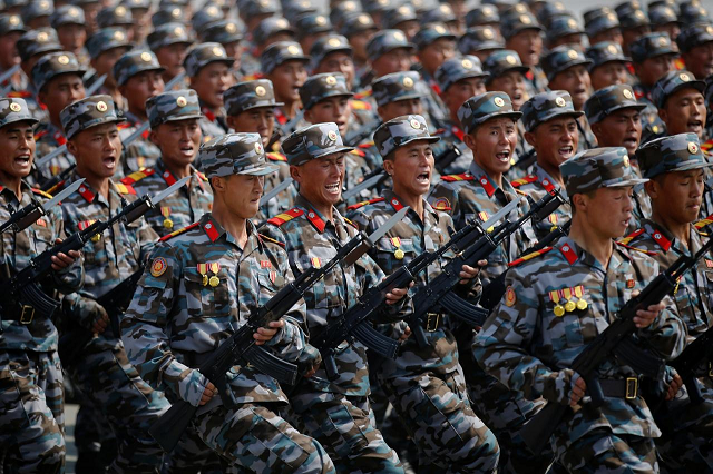 north korean soldiers march during a military parade marking the 105th birth anniversary of the country 039 s founding father kim il sung in pyongyang north korea april 15 2017 photo reuters north korean soldiers march during a military parade marking the 105th birth anniversary of the country 039 s founding father kim il sung in pyongyang north korea april 15 2017 photo reuters