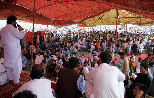 a grand jirga comprising members of the pushtun community promised to go to any length to get justice for naqeebullah mehsud photo athar khan a grand jirga comprising members of the pushtun community promised to go to any length to get justice for naqeebullah mehsud photo athar khan