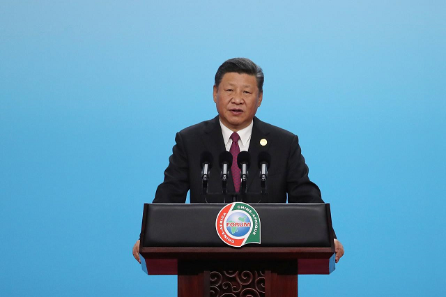 chinese president xi jinping speaks during the high level dialogue between chinese and african leaders and business and industry representatives at the sixth china africa entrepreneur conference at the beijing national convention center in beijing china september 3 2018 photo reuters