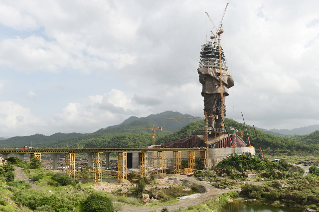 the under construction quot statue of unity quot a monument dedicated to indian independence leader sardar vallabhbhai patel photo afp