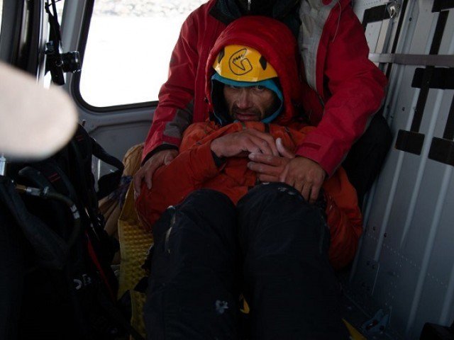 russian climber alexander gukov after his rescue by the pakistan army aviation from latok 1 peak photo ispr