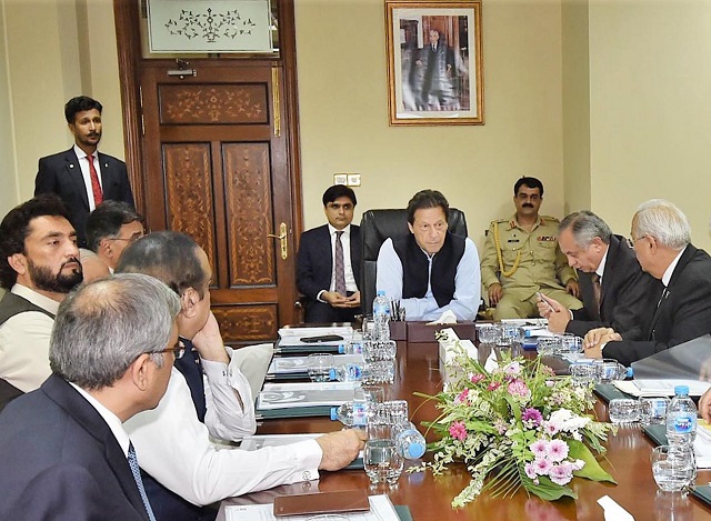 pm imran khan chairs a high level meeting in islamabad on monday photo pid