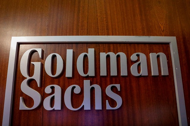 the goldman sachs company logo is seen in the company 039 s space on the floor of the new york stock exchange nyse in new york us april 17 2018 photo reuters