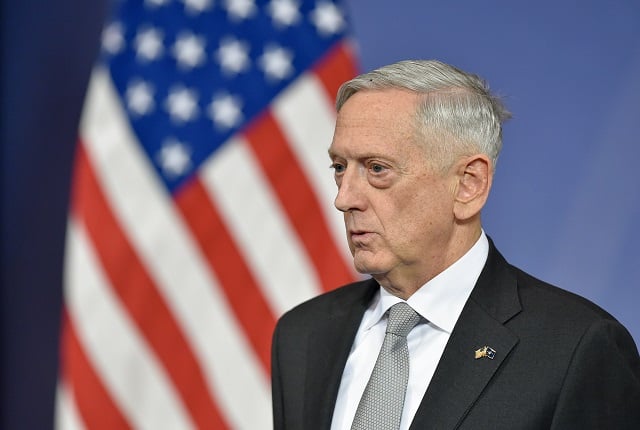 in this file photo taken on november 09 2017 us defense minister james mattis delivers a press conference during the second day of a defence ministers meeting at nato headquarters in brussels   us defense secretary jim mattis landed in kabul on friday september 6 2018 for an unannounced visit to war torn afghanistan adding his weight to a flurry of diplomatic efforts to bring the taliban to the negotiating table photo afp