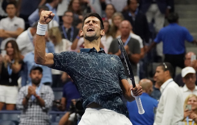 serbia 039 s novak djokovic reacts after his win against japan 039 s kei nishikori during the men 039 s singles semi finals match at the 2018 us open at the usta billie jean king national tennis center in new york on september 7 2018 photo afp