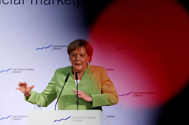 german chancellor angela merkel delivers a speech during a financial conference at the stock exchange in frankfurt germany september 4 2018 photo reuters german chancellor angela merkel delivers a speech during a financial conference at the stock exchange in frankfurt germany september 4 2018 photo reuters