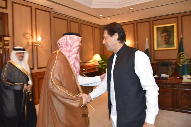 pm imran greets saudi information minister photo radio pakistan