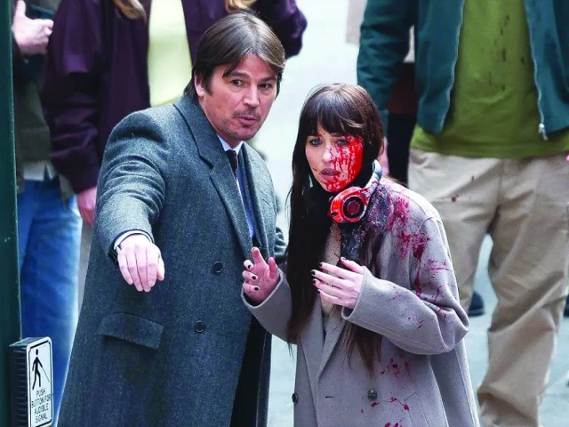 stars josh hartnett and dakota johnson were spotted filming in new york photo file stars josh hartnett and dakota johnson were spotted filming in new york photo file