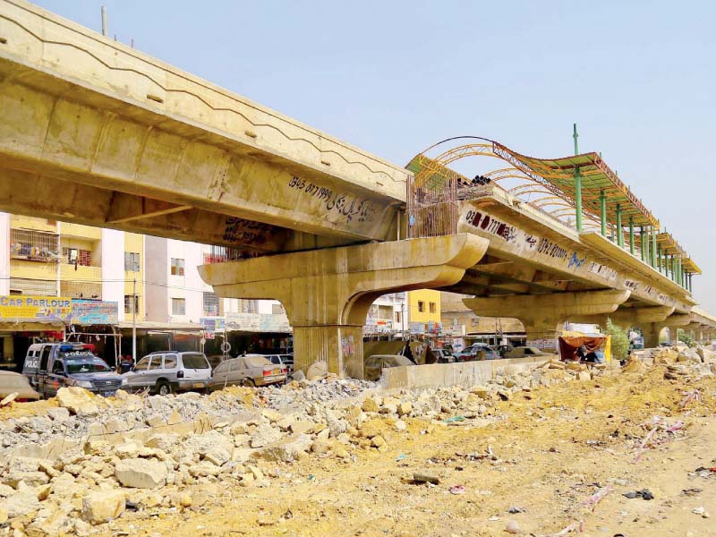 the green line brts has been under construction for the past couple of years but it is nowhere near completion photo file