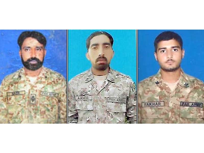 naib subedar nazir ahmed chandio sepoy fakhar and sepoy amir of pakistan army embraced martyrdom photo ispr