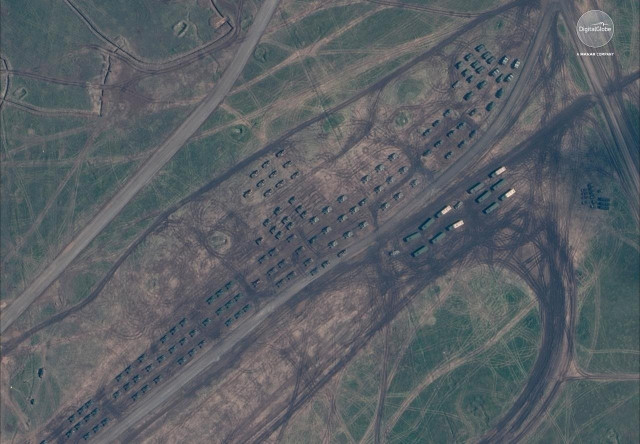 a satellite image of armored vehicles staging during the russian military exercise known as vostok 2018 conducted at the tsugol training area in eastern russia september 13 2018 photo reuters a satellite image of armored vehicles staging during the russian military exercise known as vostok 2018 conducted at the tsugol training area in eastern russia september 13 2018 photo reuters