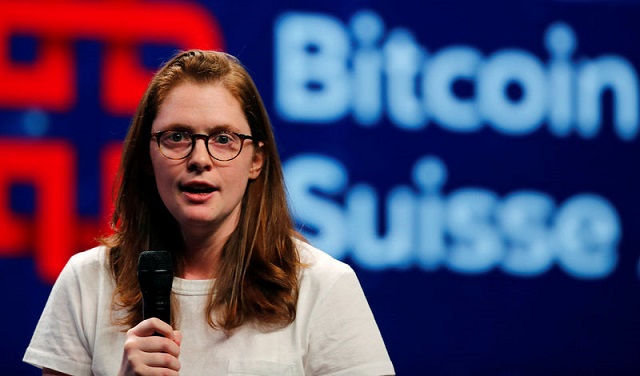 tezos co founder kathleen breitman speaks during the crypto ico summit cryptocurrency conference in duebendorf switzerland march 28 2018 photo reuters
