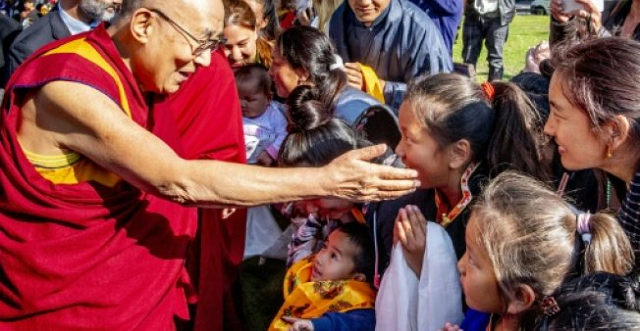 the dalai lama meeting fans and faithful after arriving in rotterdam on friday photo afp