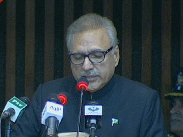 president arif alvi addresses a joint session of parliament on monday screengrab