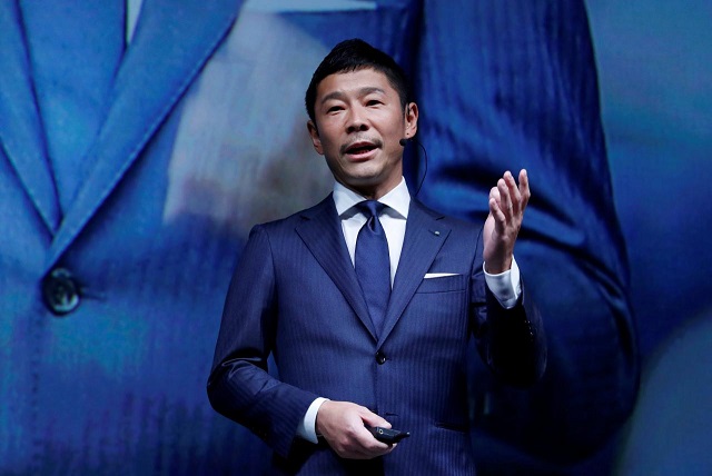 yusaku maezawa the chief executive of zozo which operates japan 039 s popular fashion shopping site zozotown and is officially called start today co speaks at an event launching the debut of its formal apparel items in tokyo japan july 3 2018 photo reuters