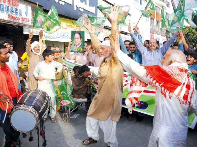 pml n workers celebrating photo express