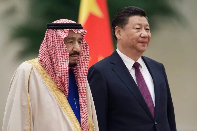 chinese president xi jinping r welcomes saudi king salman bin abdulaziz l in march 2017 photo afp chinese president xi jinping r welcomes saudi king salman bin abdulaziz l in march 2017 photo afp