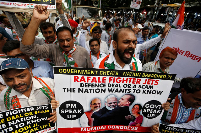 supporters of india 039 s main opposition congress party shout slogans during a protest demanding from government to disclose the details of rafale fighter planes deal photo reuters supporters of india 039 s main opposition congress party shout slogans during a protest demanding from government to disclose the details of rafale fighter planes deal photo reuters