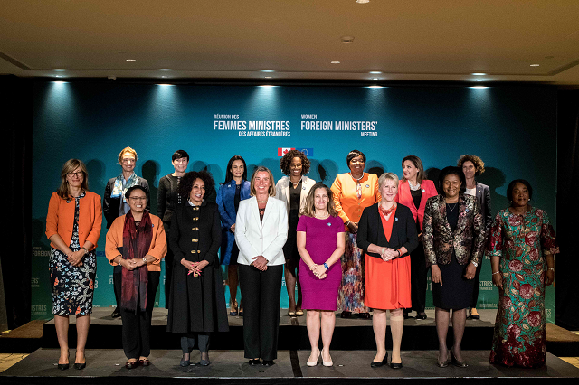 women foreign ministers 039 pose for a picture during their meeting in montreal canada photo afp