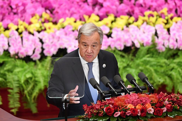 antonio guterres the secretary general of the united nations gives a speech during the opening ceremony of the forum on china africa cooperation at the great hall of the people in beijing september 3 2018 photo reuters