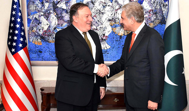 foreign minister shah mahmood qureshi and us secretary of state mike pompeo photo afp file