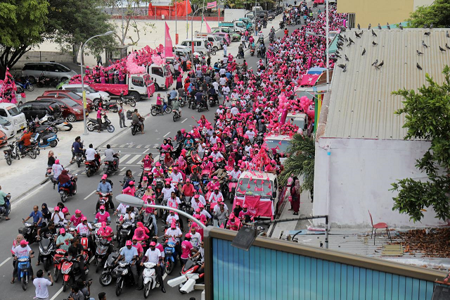 supporters of the maldivian president abdulla yameen ride on their bikes during the final campaign march rally ahead of their presidential election in male maldives september 22 2018 photo reuters supporters of the maldivian president abdulla yameen ride on their bikes during the final campaign march rally ahead of their presidential election in male maldives september 22 2018 photo reuters