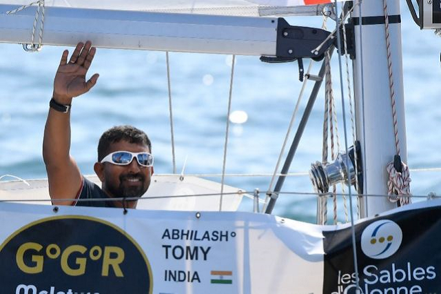 tomy on his boat as he set sail from france photo afp