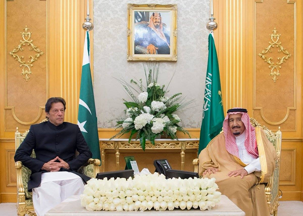 prime minister imran khan with saudi king salman bin abdul aziz photo pti file