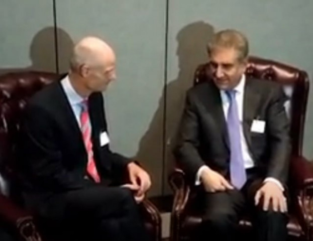 fm shah mehmood qureshi meets his dutch counterpart stef bloc on the sidelines of united nations general assembly on monday screengrab fm shah mehmood qureshi meets his dutch counterpart stef bloc on the sidelines of united nations general assembly on monday screengrab