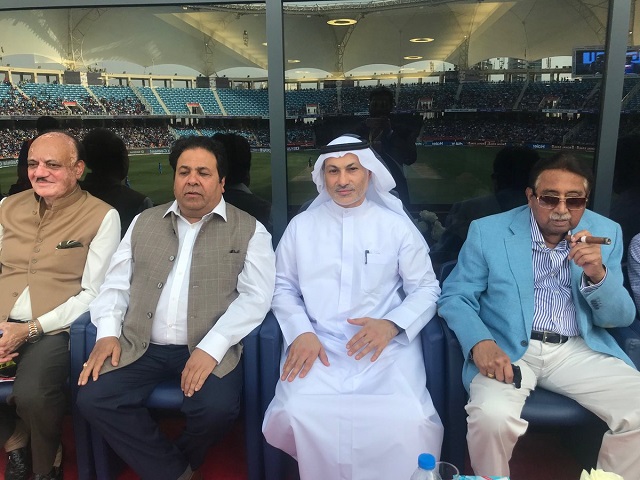 pervez musharraf r enjoys a cigar at the cricket match in dubai photo twitter shuklarajiv