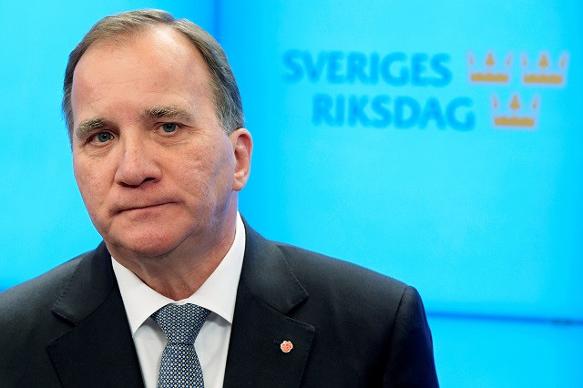 swedish prime minister stefan lofven speaks to the press after he was outsted in no confidence vote in stockholm sweden on september 25 2018 photo reuters