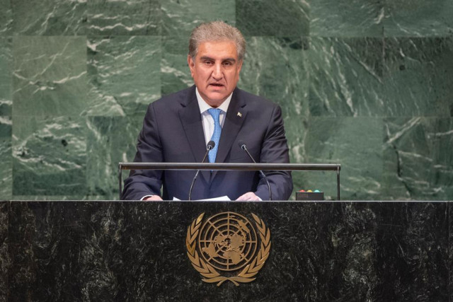 foreign minister shah mehmood qureshi addressing unga photo un foreign minister shah mehmood qureshi addressing unga photo un