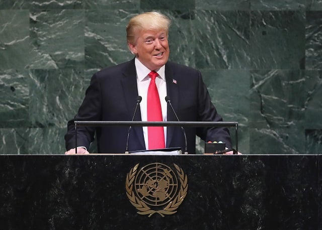 us president trump addresses the 73rd session of the united nations general assembly on september 25 2018 in new york city photo afp