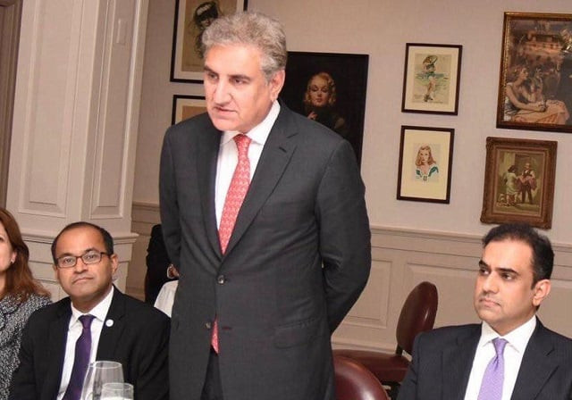 shah mehmood qureshi adressing the atlantic council in new york on september 27 2018 photo inp file shah mehmood qureshi adressing the atlantic council in new york on september 27 2018 photo inp file