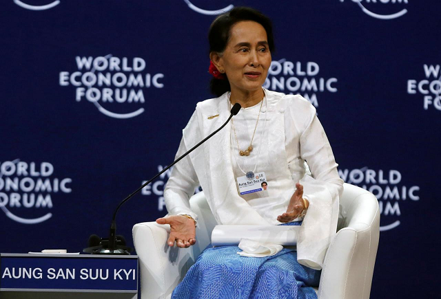 myanmar 039 s state counsellor aung san suu kyi speaks at the world economic forum on asean at the national convention center in hanoi vietnam september 13 2018 photo reuters myanmar 039 s state counsellor aung san suu kyi speaks at the world economic forum on asean at the national convention center in hanoi vietnam september 13 2018 photo reuters