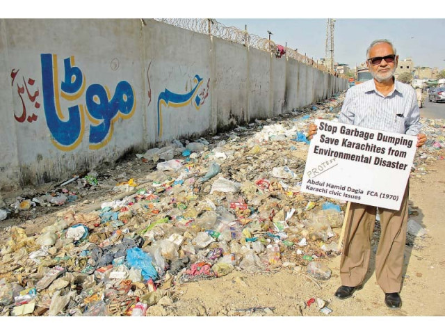 the 74 year old abdul hamid dagia a professional accountant has taken it upon himself to create awareness about the civic issues especially lack of cleanliness and the deteriorating sewerage system that has made living in karachi a health hazard photo athar khan express the 74 year old abdul hamid dagia a professional accountant has taken it upon himself to create awareness about the civic issues especially lack of cleanliness and the deteriorating sewerage system that has made living in karachi a health hazard photo athar khan express