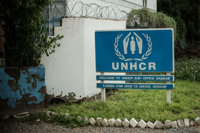 a signboard for the unhcr photo afp